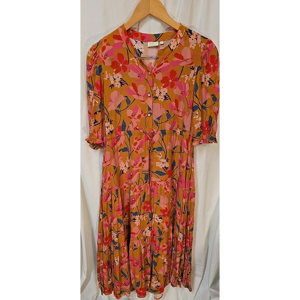 Spartina 449 Maggie Dress Medium Cottagecore Flowers Romantic Quiet Luxury - Picture 2 of 7